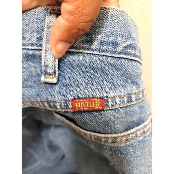Vintage Rustler Loose Fit Tapered Leg Blue Denim Jeans Size 36 x 32 - Picture 9 of 9
